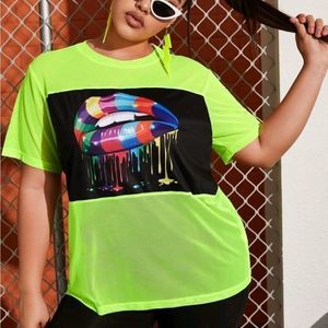 *EUC*Graphic Sheer mesh Top sizeXL(14)